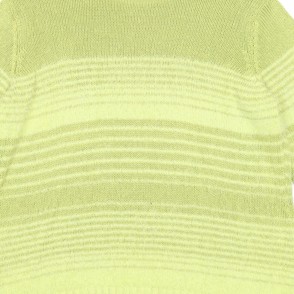 Per Una Womens Green Boat Neck Striped Acrylic Pullover Jumper Size L