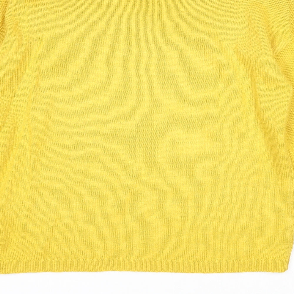 Papaya Womens Yellow Round Neck Acrylic Pullover Jumper Size S