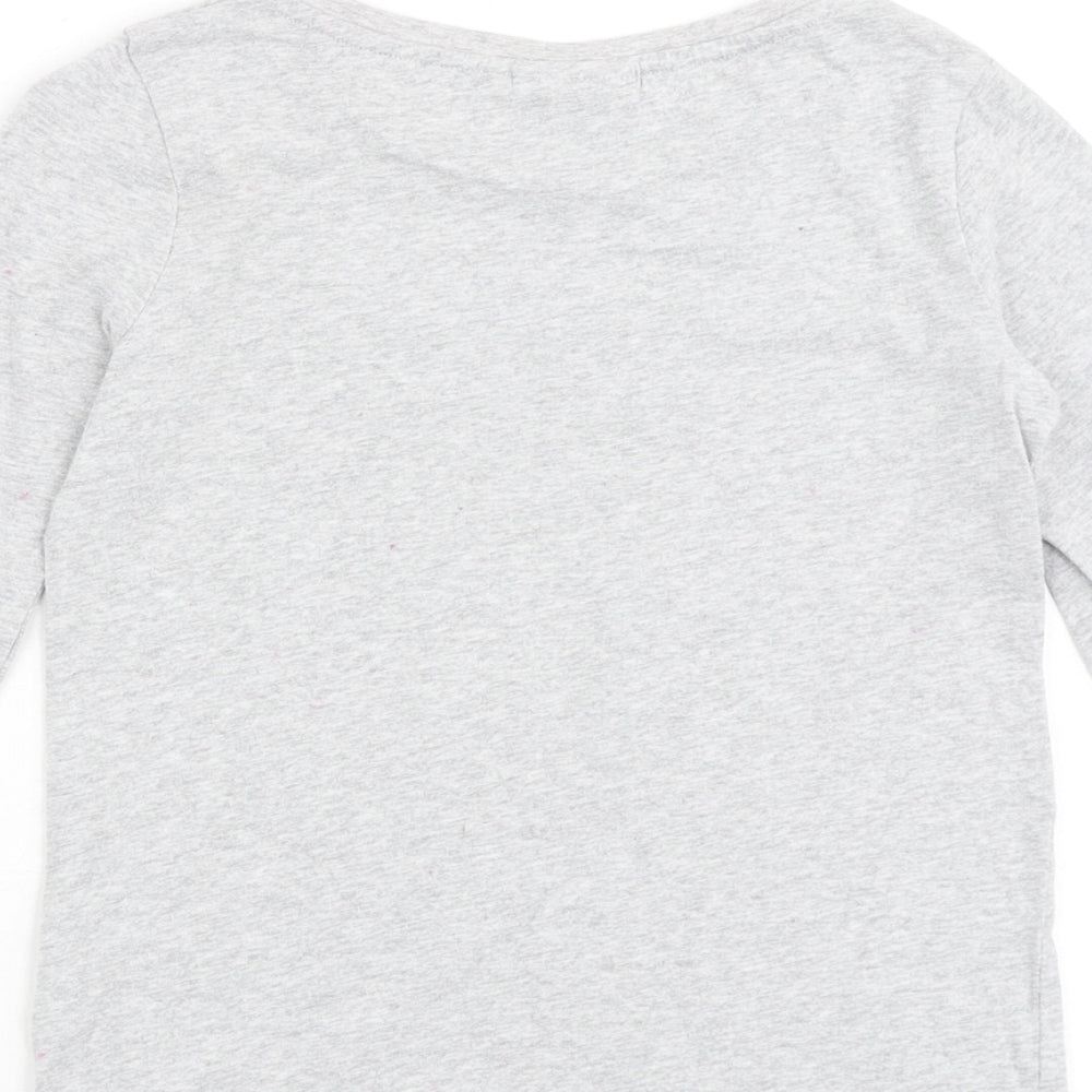 NEXT Girls Grey 100% Cotton Basic Casual Size 8 Years Round Neck Pullover