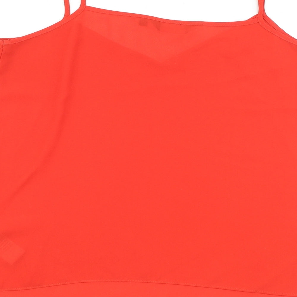 New Look Womens Red Polyester Basic Tank Size 10 V-Neck