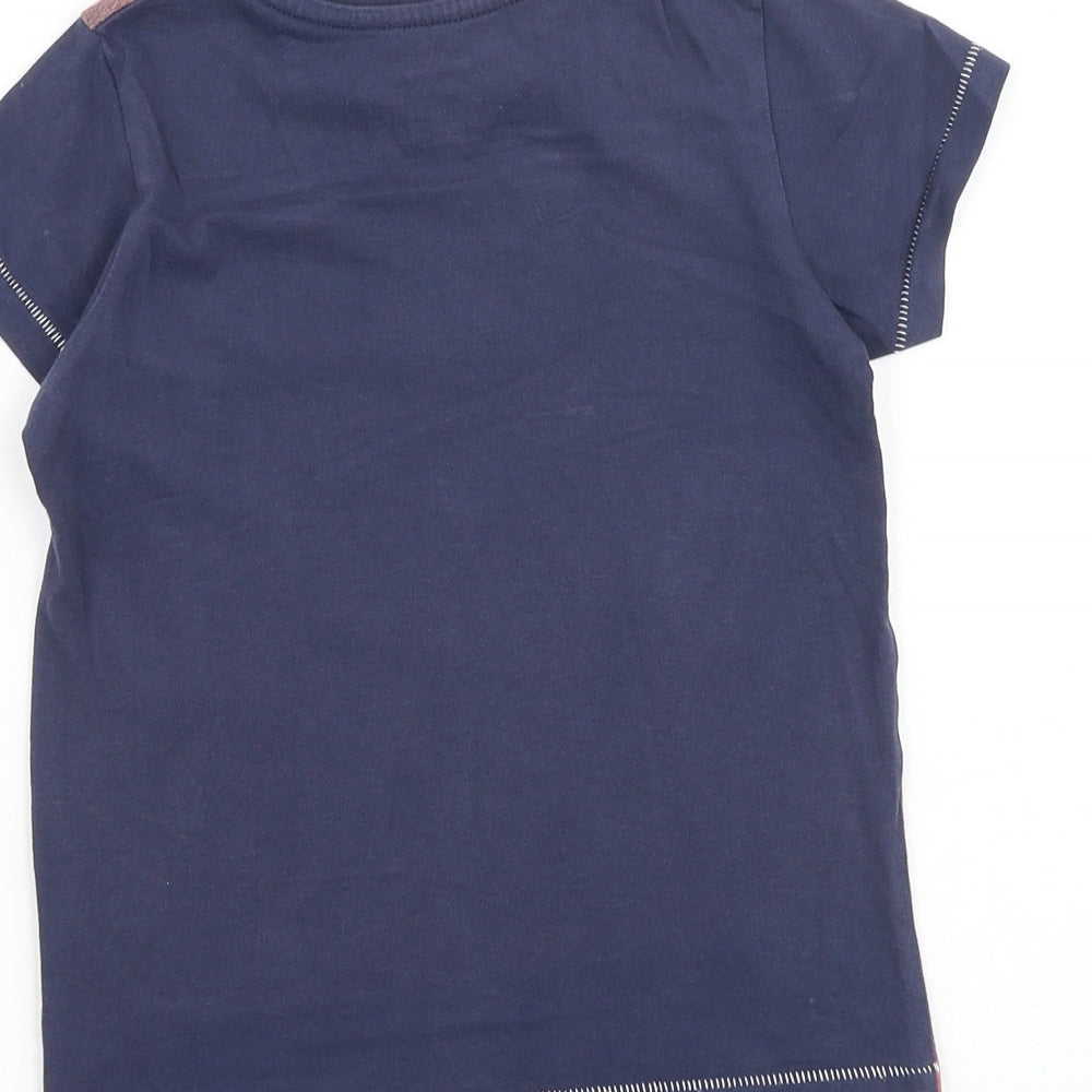 Matalan Boys Blue Geometric Cotton Basic T-Shirt Size 5 Years Round Neck Pullover - Kick It