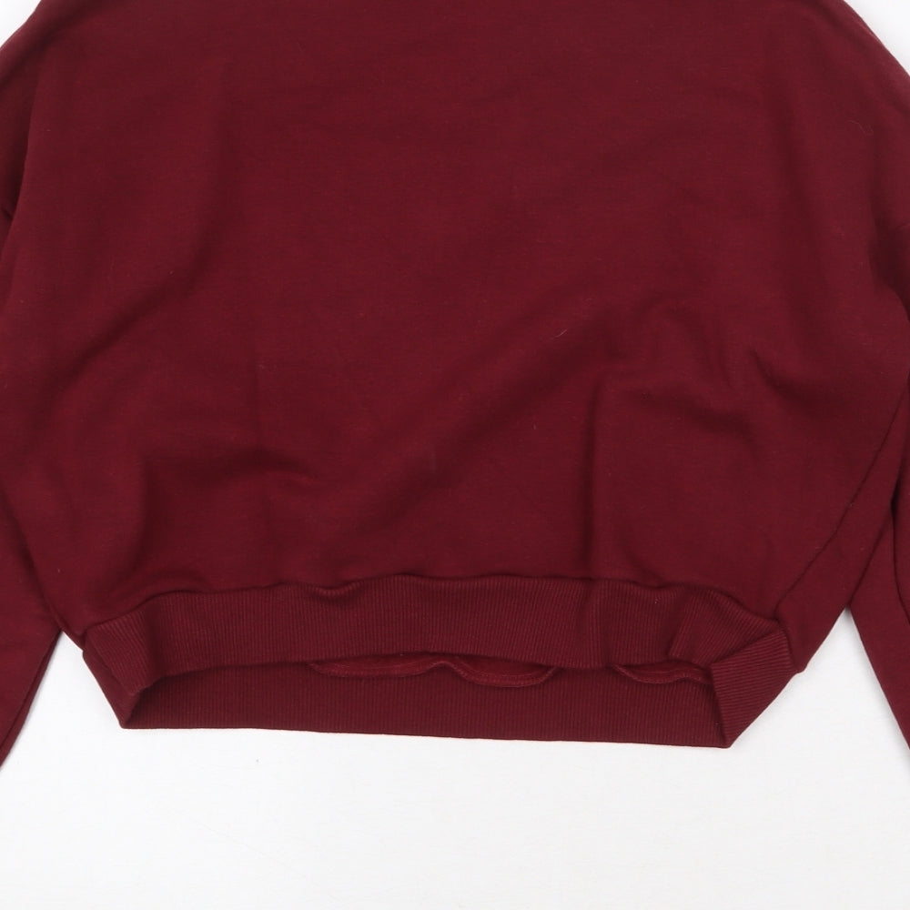 Topshop Womens Red Polyester Pullover Sweatshirt Size 8 Pullover - 1991 Cropped