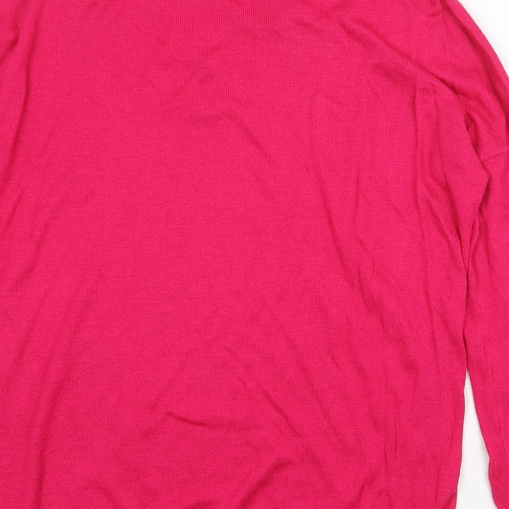 Marks & Spencer Womens Pink Scoop Neck Viscose Pullover Jumper Size M
