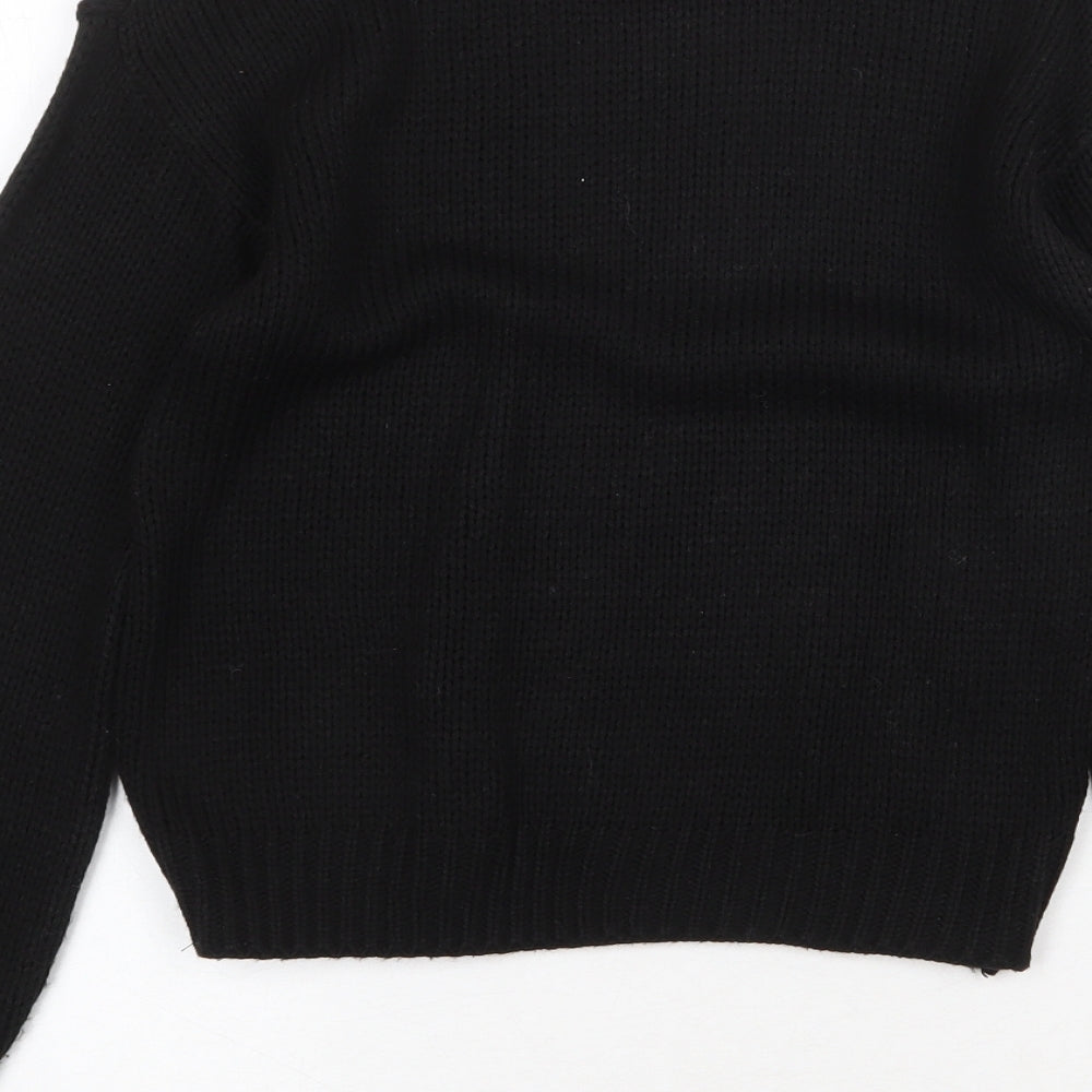 Glamorous Womens Black Boat Neck Acrylic Pullover Jumper Size XS