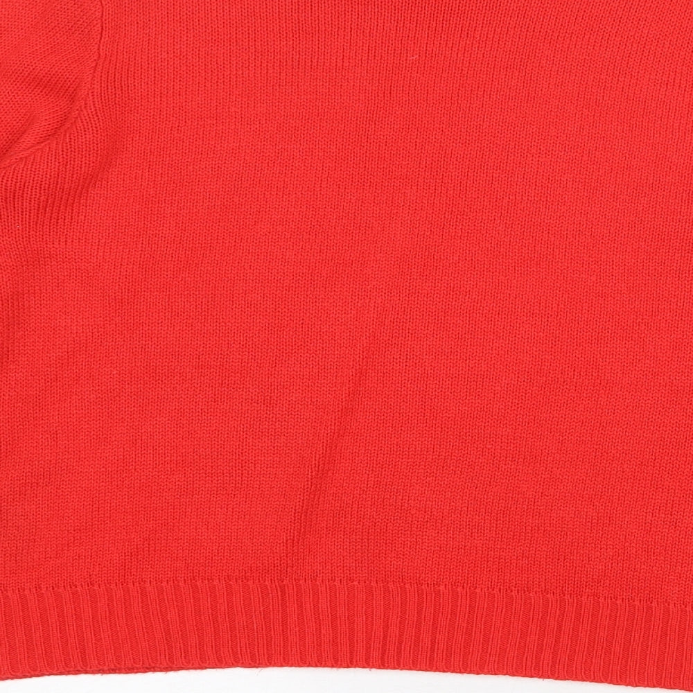 H&M Womens Red Round Neck Acrylic Pullover Jumper Size M