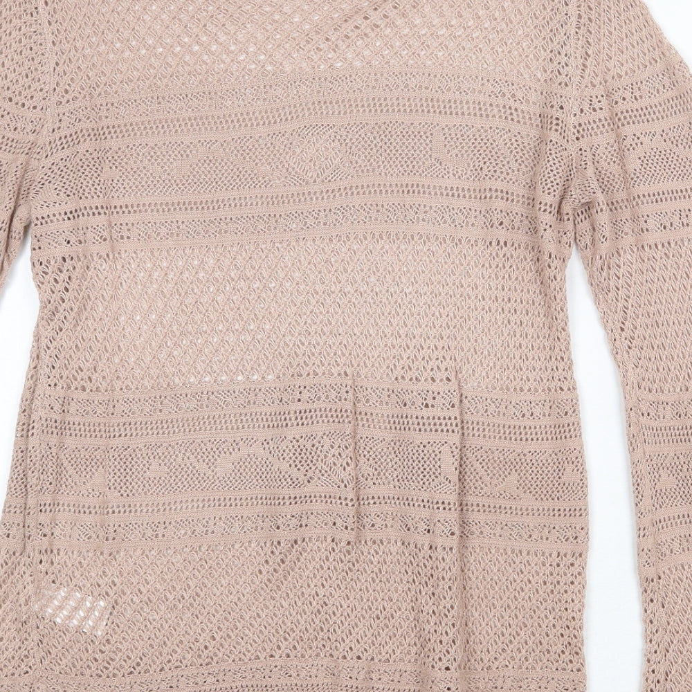 NEXT Womens Beige Round Neck Viscose Pullover Jumper Size 12
