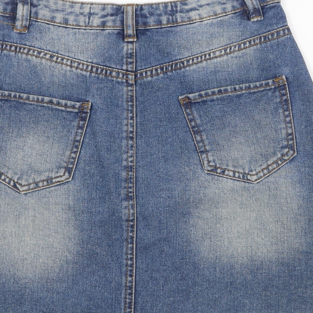 Denim & Co. Womens Blue Cotton A-Line Skirt Size 4XL Zip
