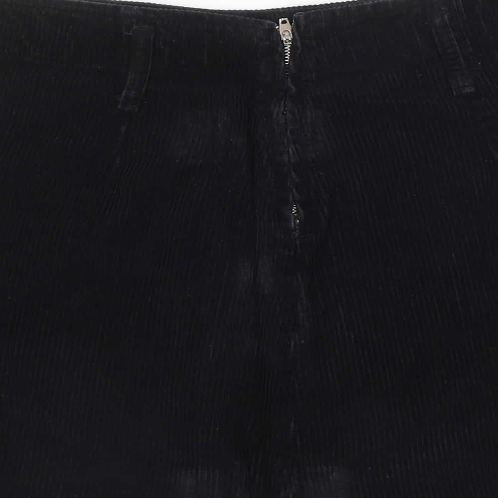 Denim & Co. Womens Black Cotton A-Line Skirt Size 8 Zip