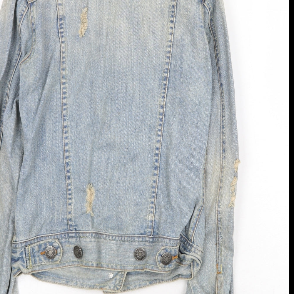 Denim & Co. Womens Blue Jacket Size 8 Button