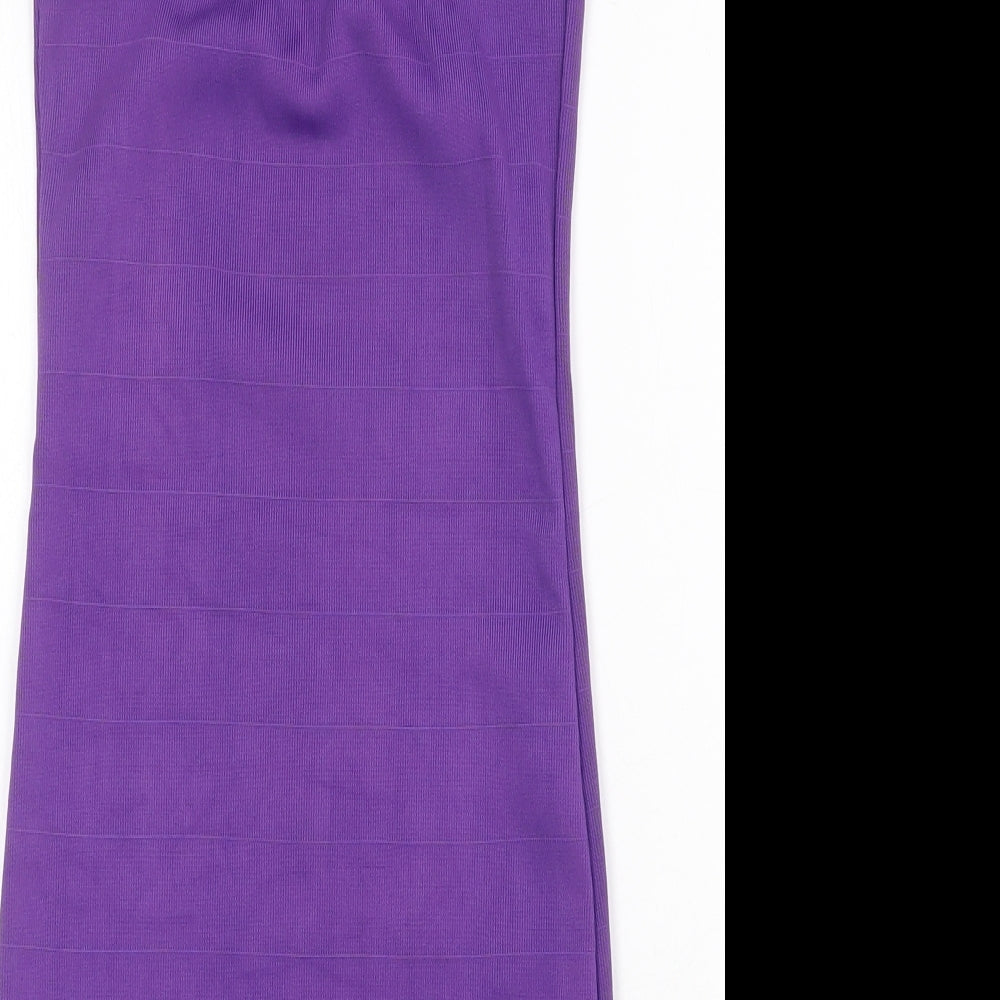 PK Clothing Womens Purple Polyester Bodycon Size S Round Neck Pullover