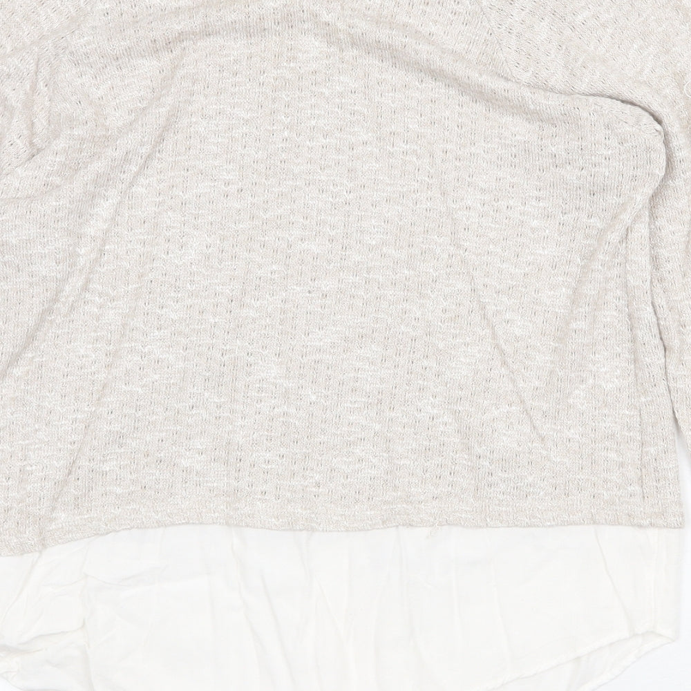 Marks & Spencer Womens Beige Scoop Neck Viscose Pullover Jumper Size 12
