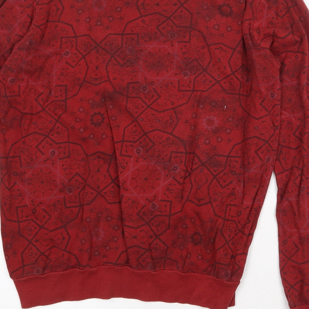 Little Unknown Womens Red Geometric Cotton Pullover Sweatshirt Size M Pullover