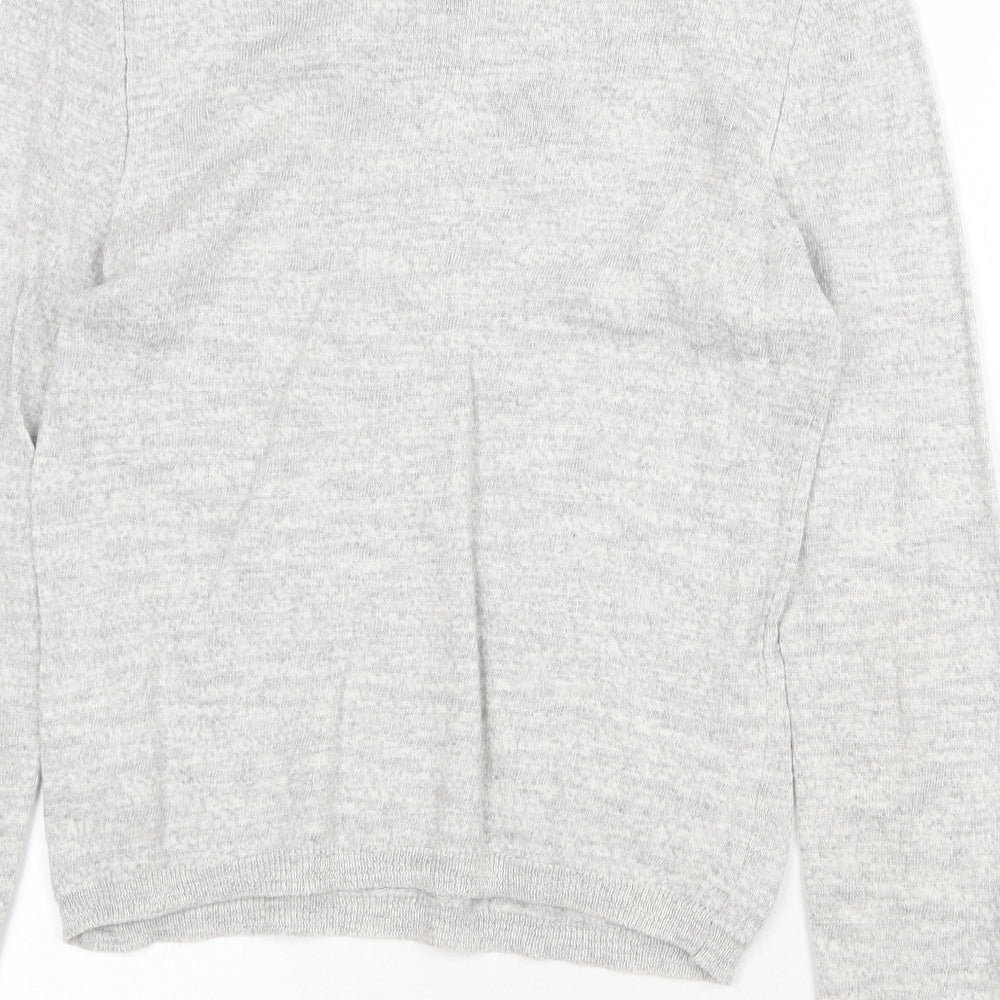 Zara Womens Grey Round Neck Viscose Pullover Jumper Size S