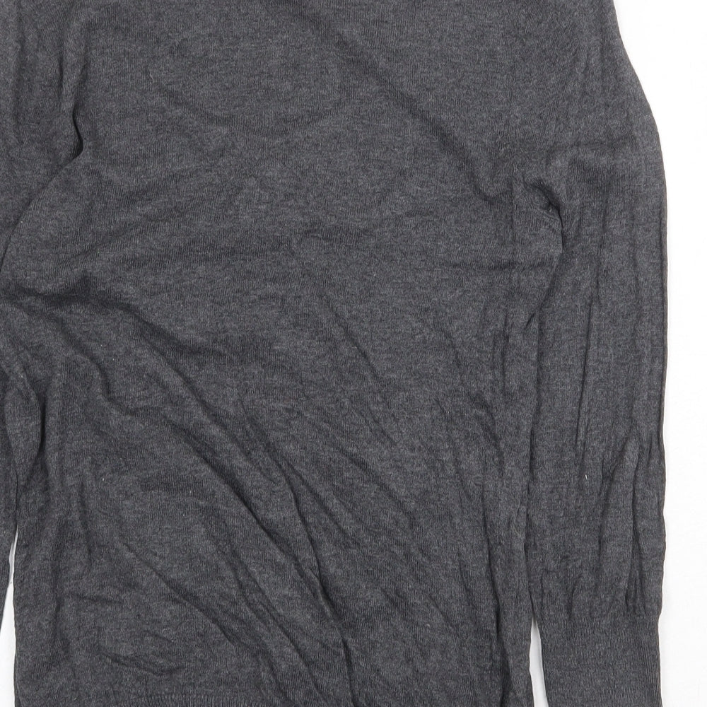 NEXT Womens Grey Scoop Neck Cotton Pullover Jumper Size 8