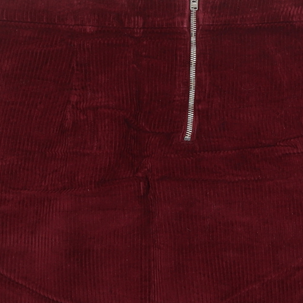 Topshop Womens Red Cotton A-Line Skirt Size 28 in Zip