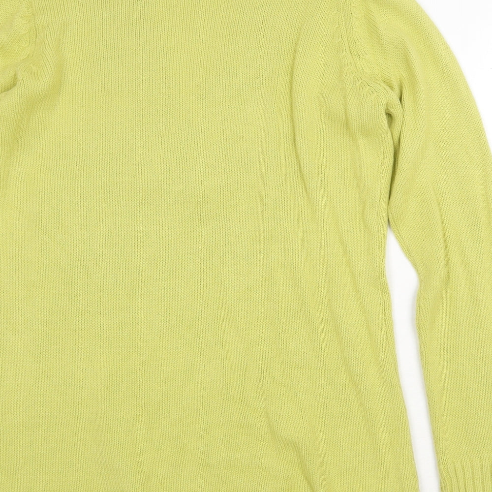 Note Womens Green V-Neck Acrylic Pullover Jumper Size 14