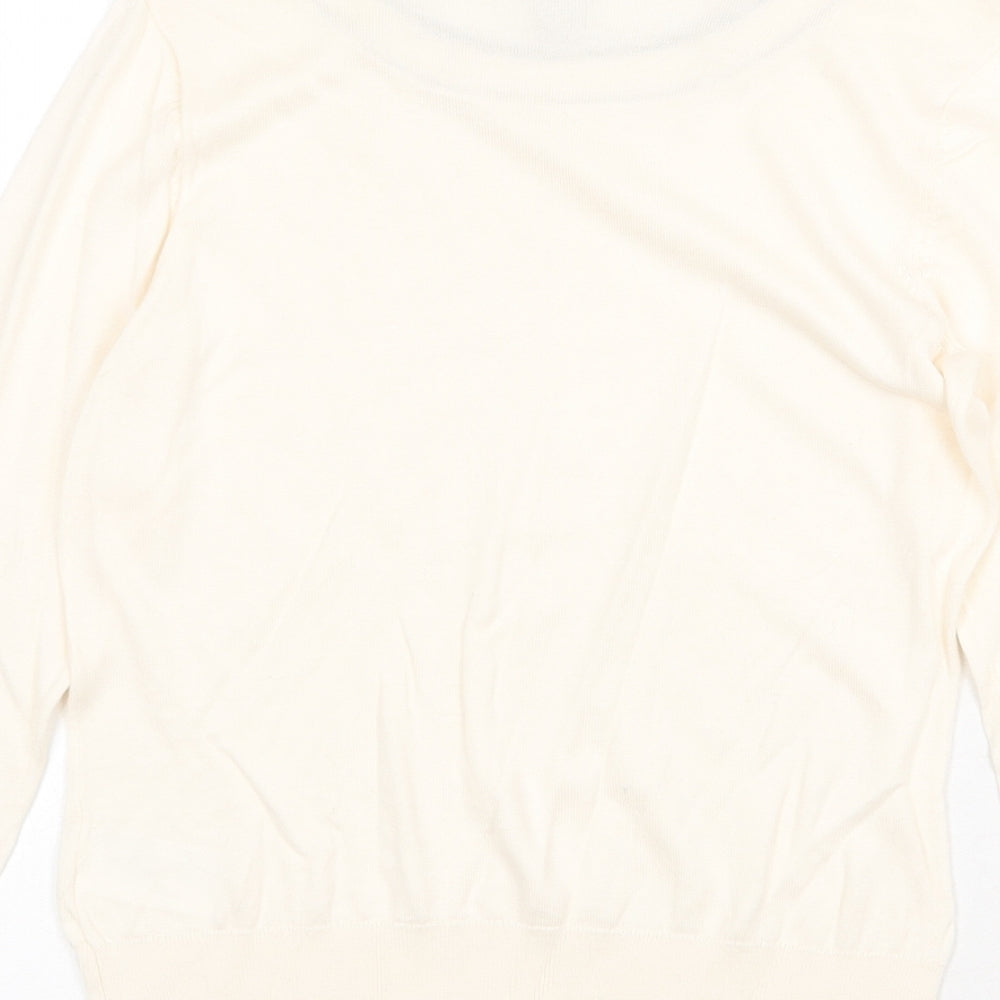 H&M Womens Beige Scoop Neck Cotton Pullover Jumper Size S