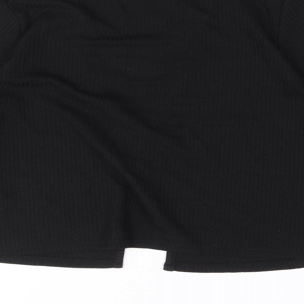 Divided by H&M Womens Black Polyester Cropped Blouse Size L V-Neck