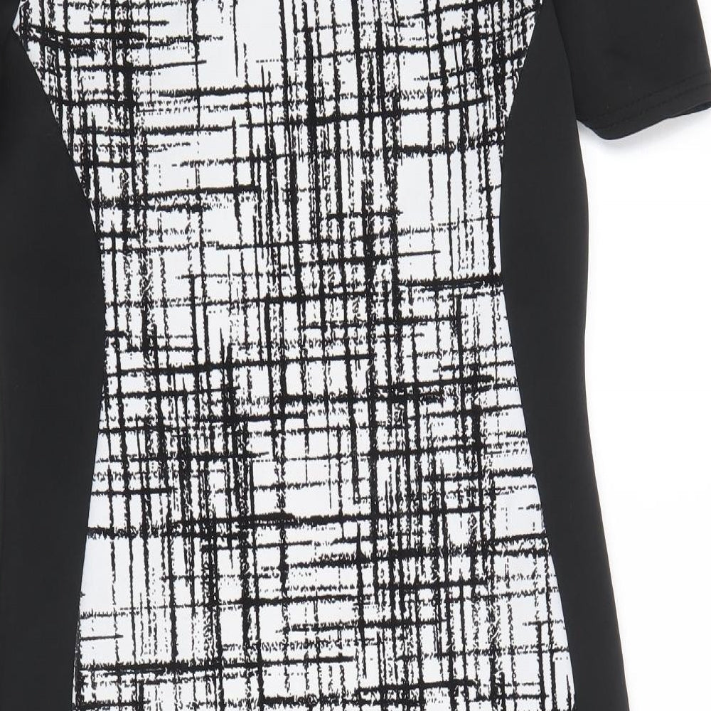 Quiz Womens Black Geometric Polyester A-Line Size 12 Off the Shoulder Pullover