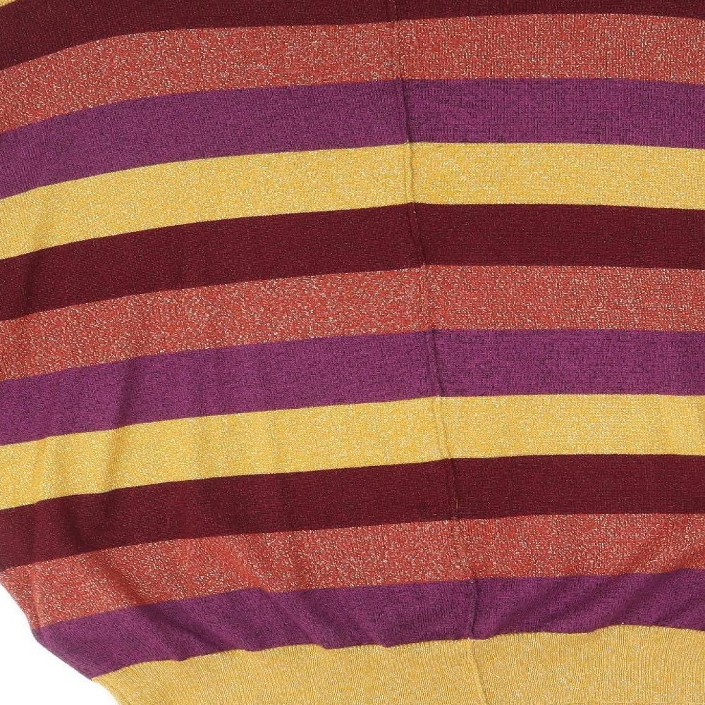 Marks & Spencer Womens Multicoloured Round Neck Striped Polyamide Pullover Jumper Size M