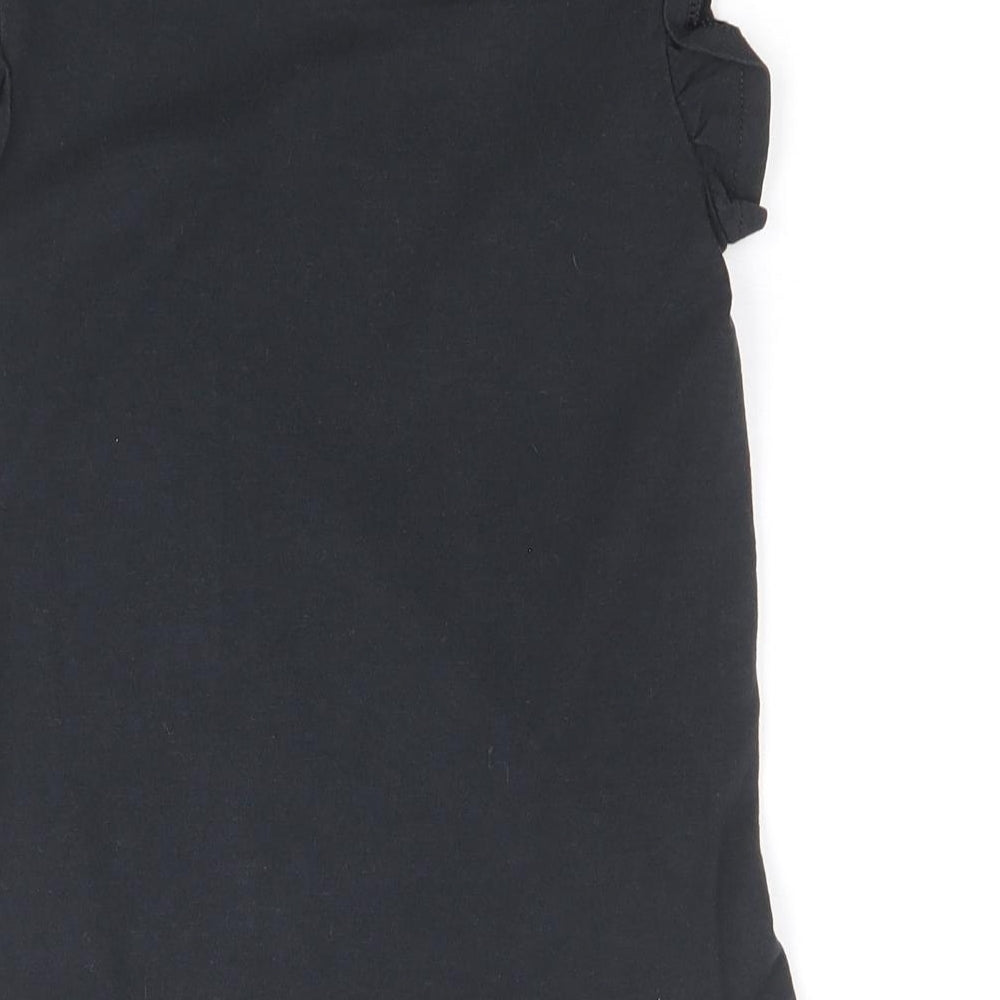 TU Girls Black 100% Cotton Basic T-Shirt Size 5 Years Round Neck Pullover