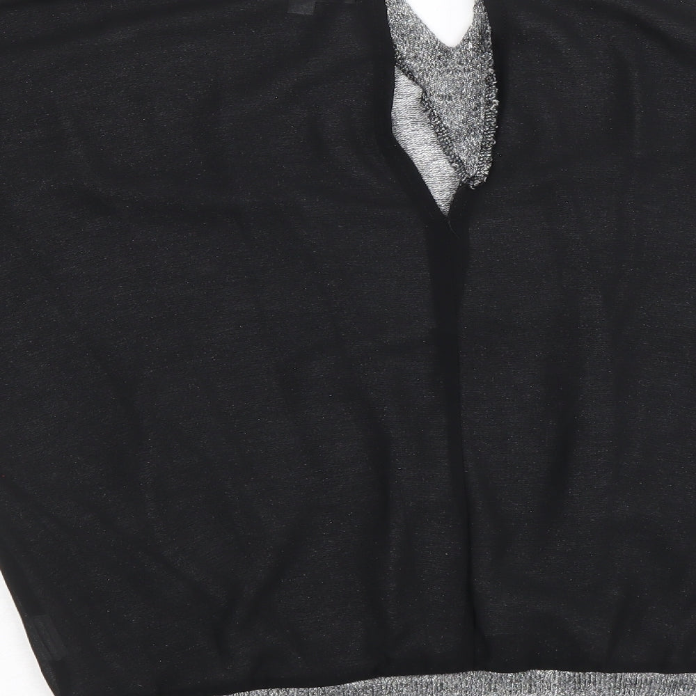Voulez-Vous Womens Silver Round Neck Polyester Pullover Jumper Size M