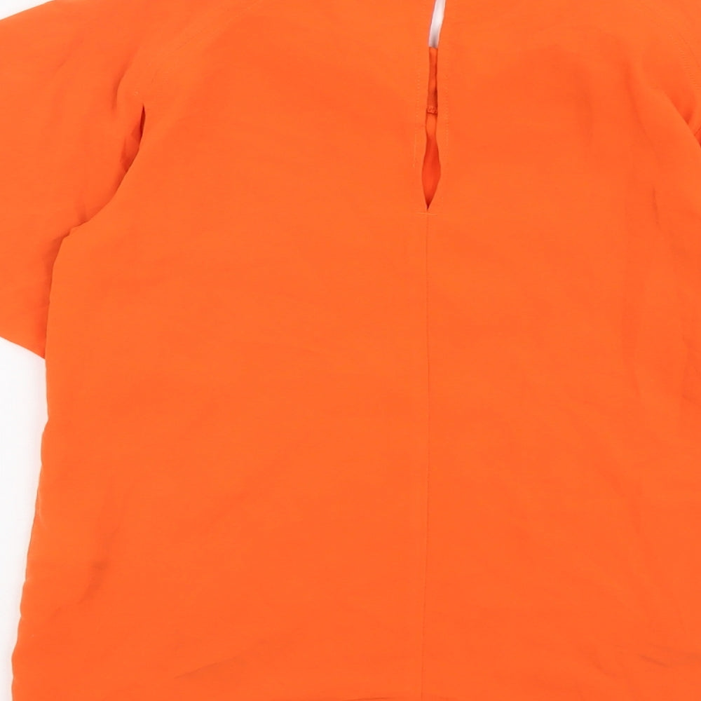 Warehouse Womens Orange Polyester Basic T-Shirt Size 8 Round Neck
