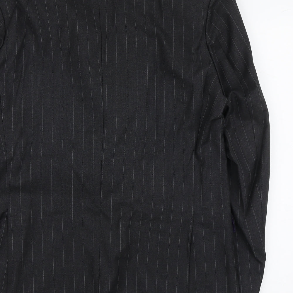 Marks & Spencer Mens Grey Striped Wool Jacket Blazer Size L Regular