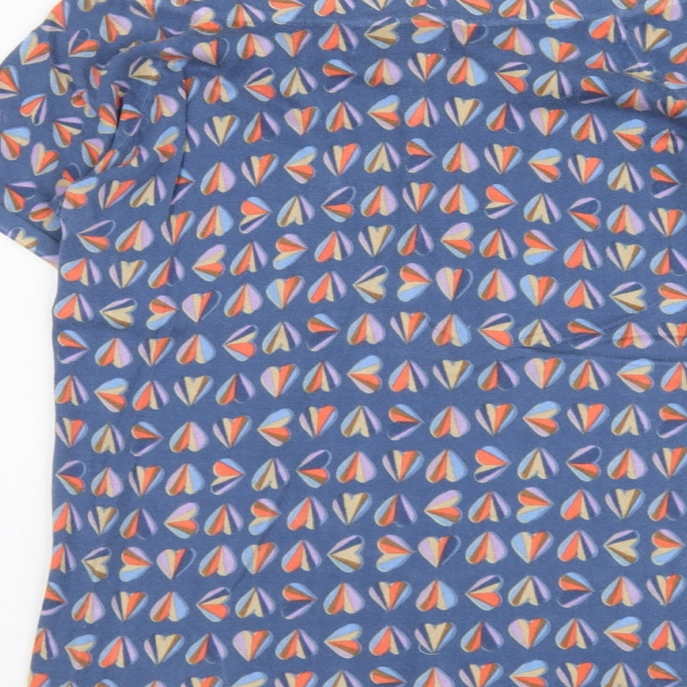 NEXT Womens Blue Scoop Neck Geometric Cotton Pullover Jumper Size 10