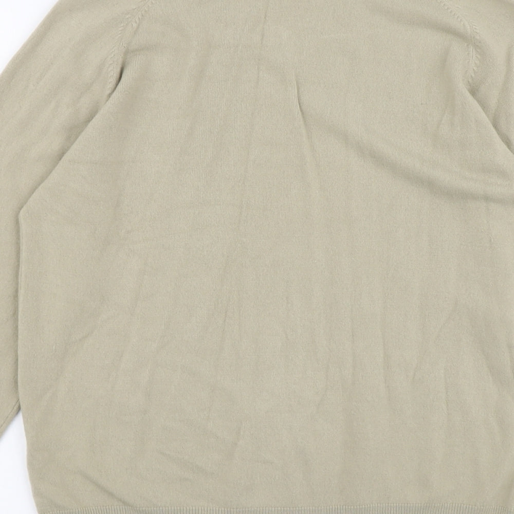 Marks & Spencer Mens Beige V-Neck Acrylic Pullover Jumper Size S Long Sleeve