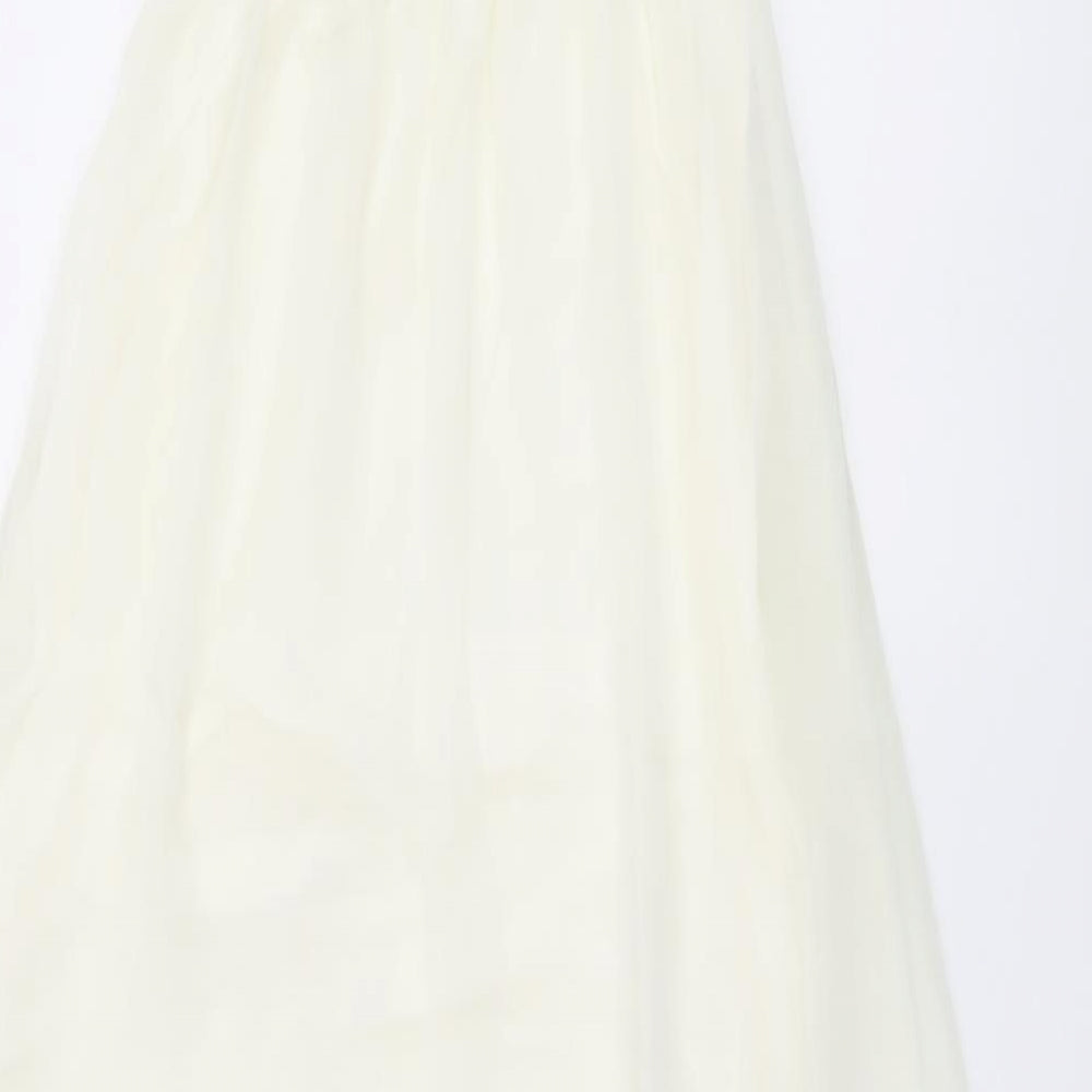 TG Womens Ivory Polyester Maxi Size 8 One Shoulder Pullover