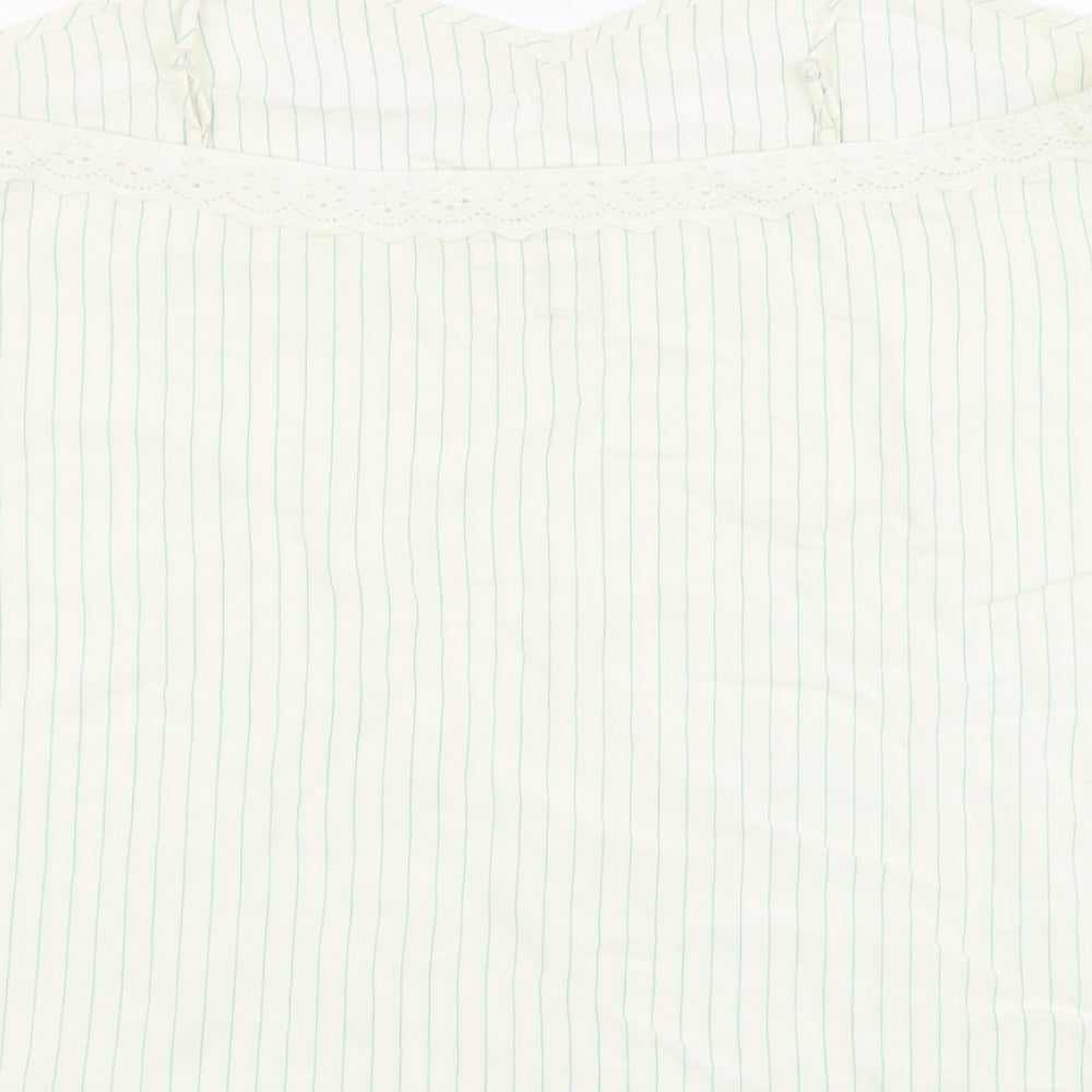 Marks & Spencer Womens Beige Striped Viscose Basic Tank Size 18 V-Neck