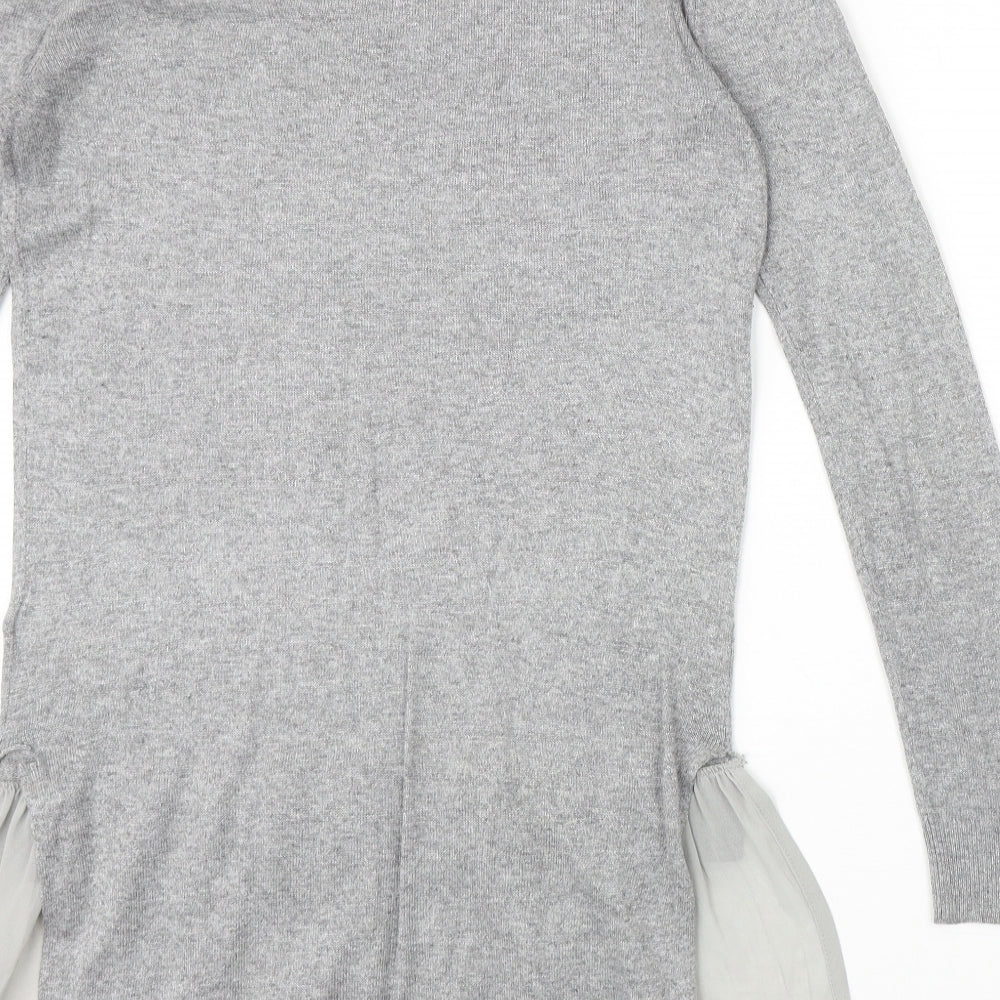NEXT Womens Grey Round Neck Polyester Pullover Jumper Size 10
