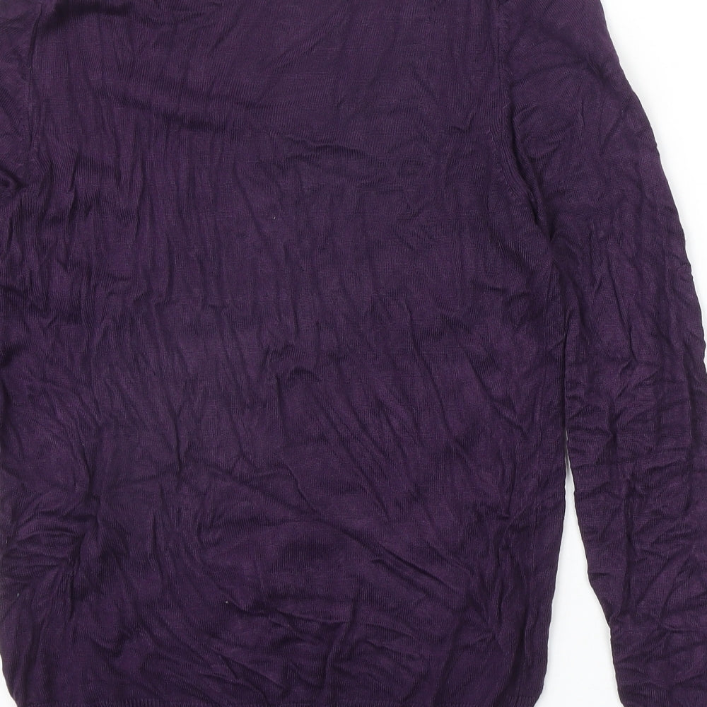 Marks & Spencer Womens Purple V-Neck Acrylic Pullover Jumper Size 10