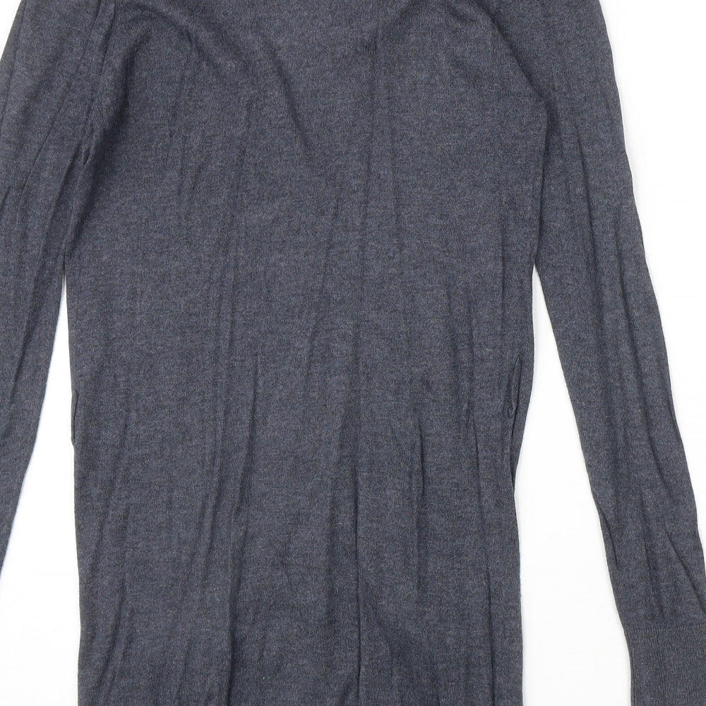 Mango Womens Blue V-Neck Cotton Cardigan Jumper Size S