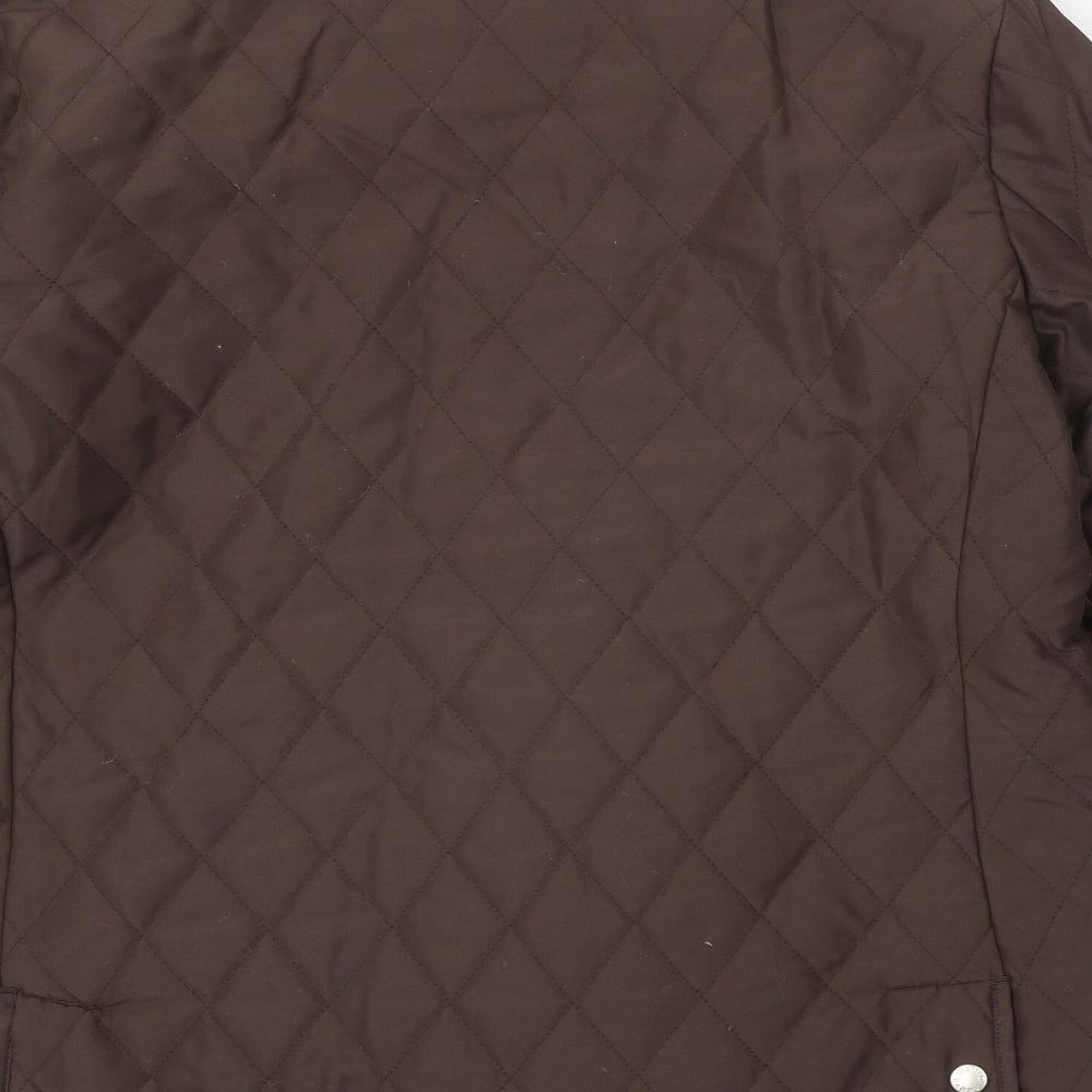 David Barry Womens Brown Quilted Jacket Size 14 Snap