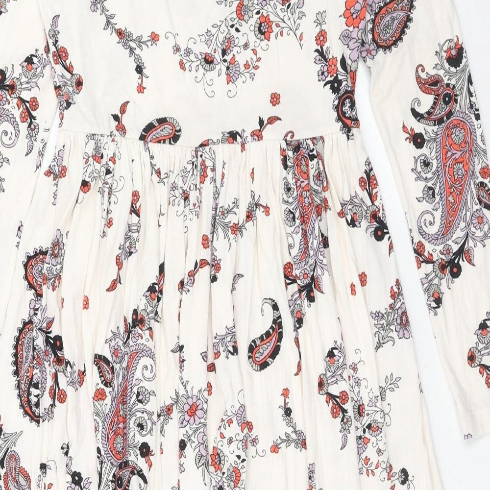 ASOS Womens Multicoloured Paisley Viscose Trapeze & Swing Size 10 Round Neck Pullover