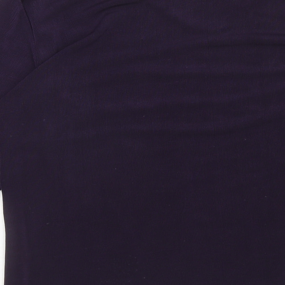 Bonmarché Womens Purple Polyester Basic Blouse Size M V-Neck - Lettuce Hem