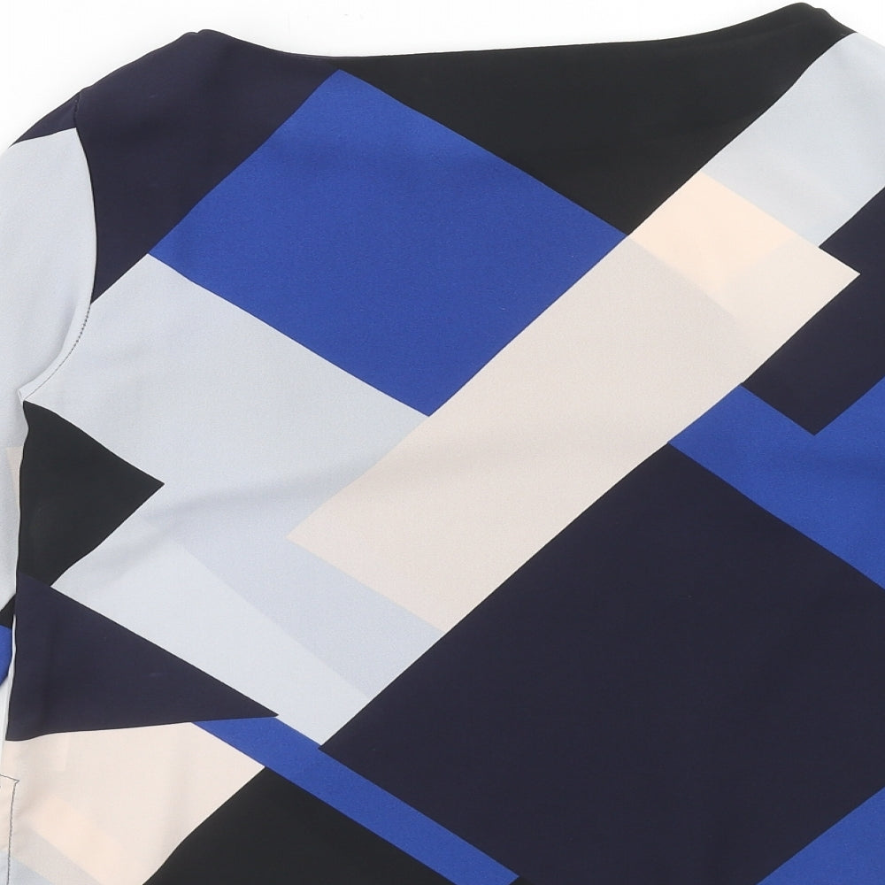 Dorothy Perkins Womens Multicoloured Geometric Polyester Basic Blouse Size 6 Round Neck