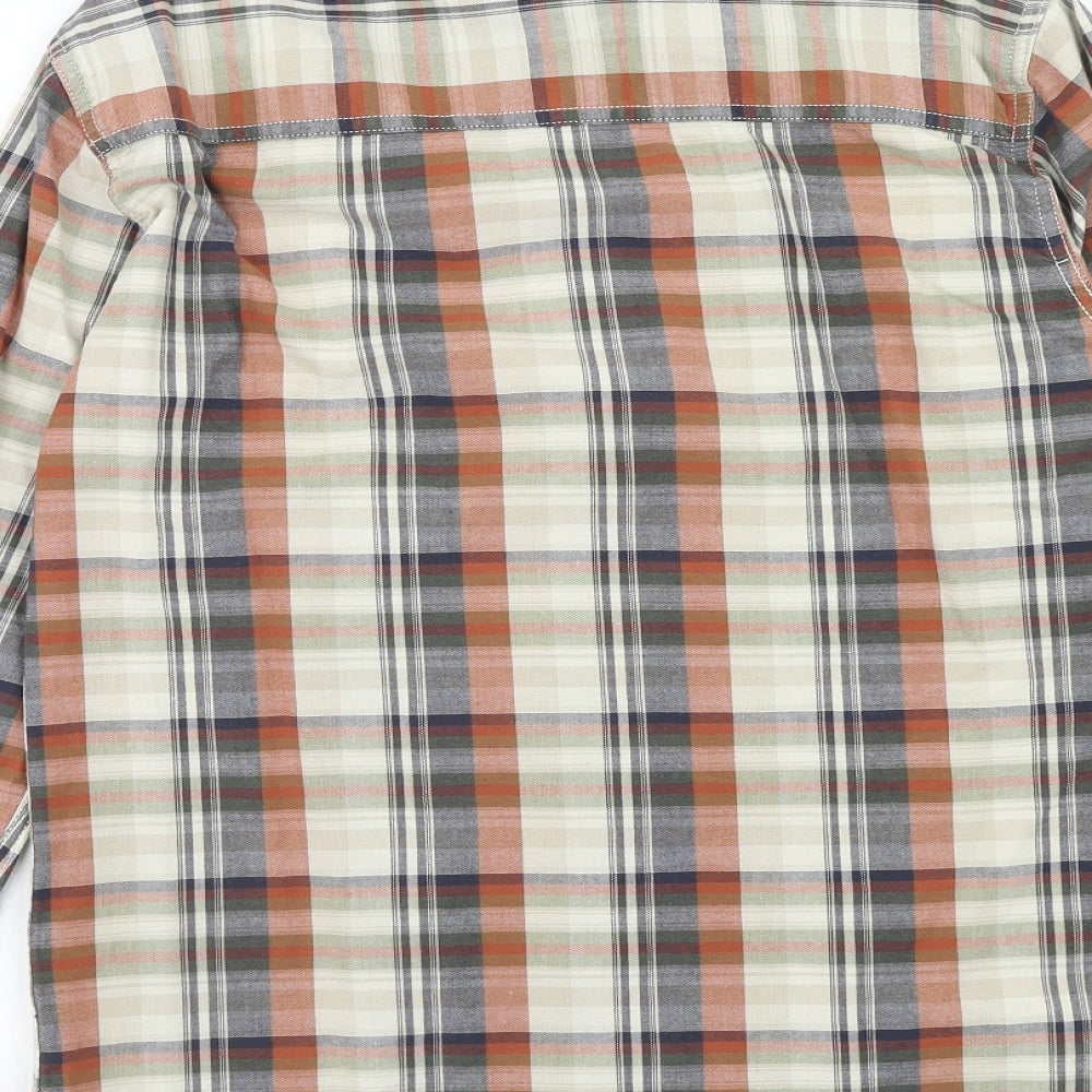 J.Hampton Mens Multicoloured Plaid Cotton Button-Up Size S Collared Button