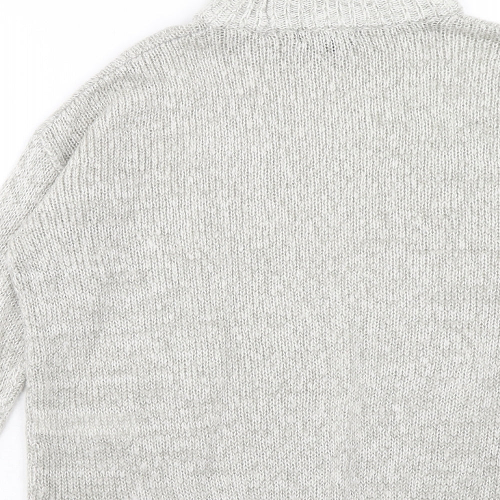 New Look Womens Grey High Neck Acrylic Pullover Jumper Size S