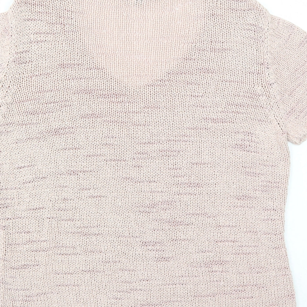 Per Una Womens Pink Acrylic Basic T-Shirt Size L V-Neck
