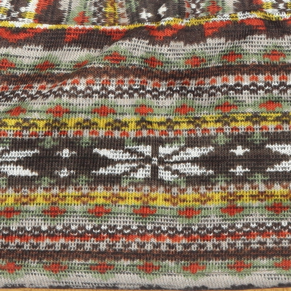Preworn Womens Yellow Fair Isle Polyester Mini Skirt Size 6 Snap