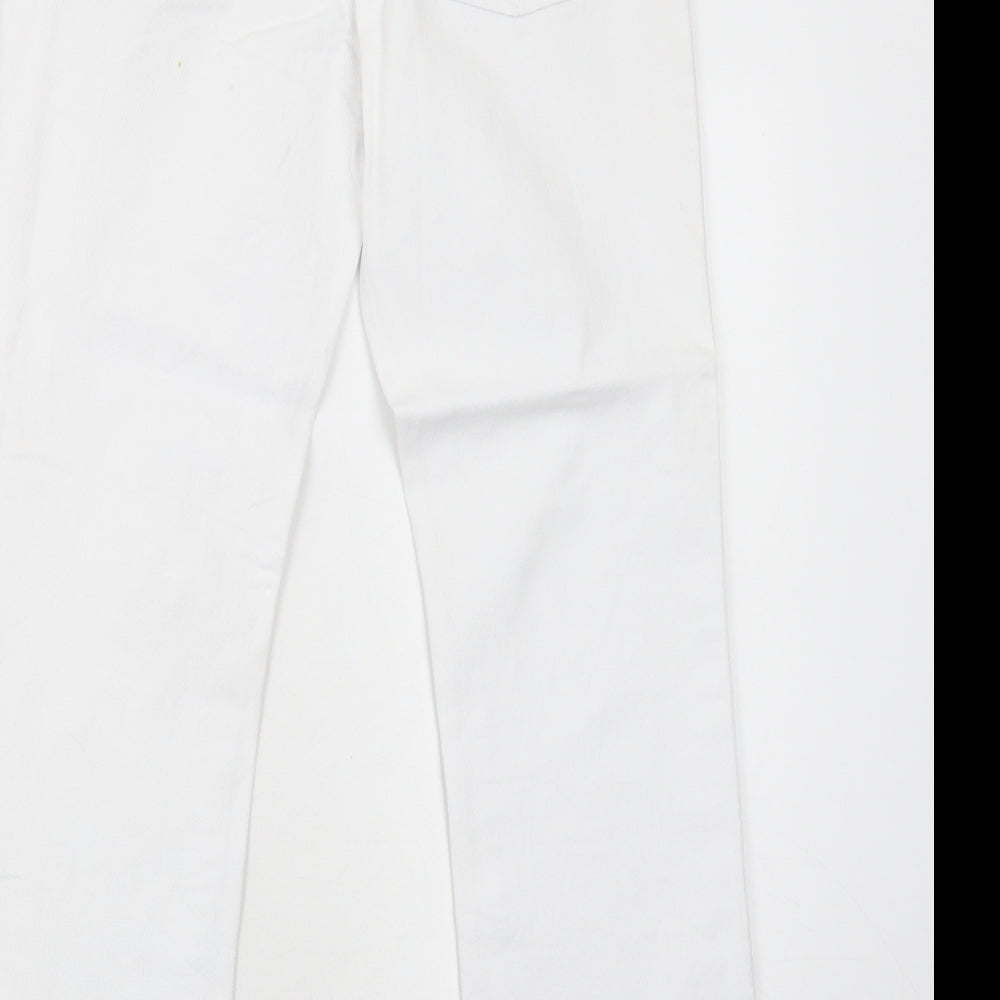 Onado Womens White Cotton Straight Jeans Size 10 Regular Zip