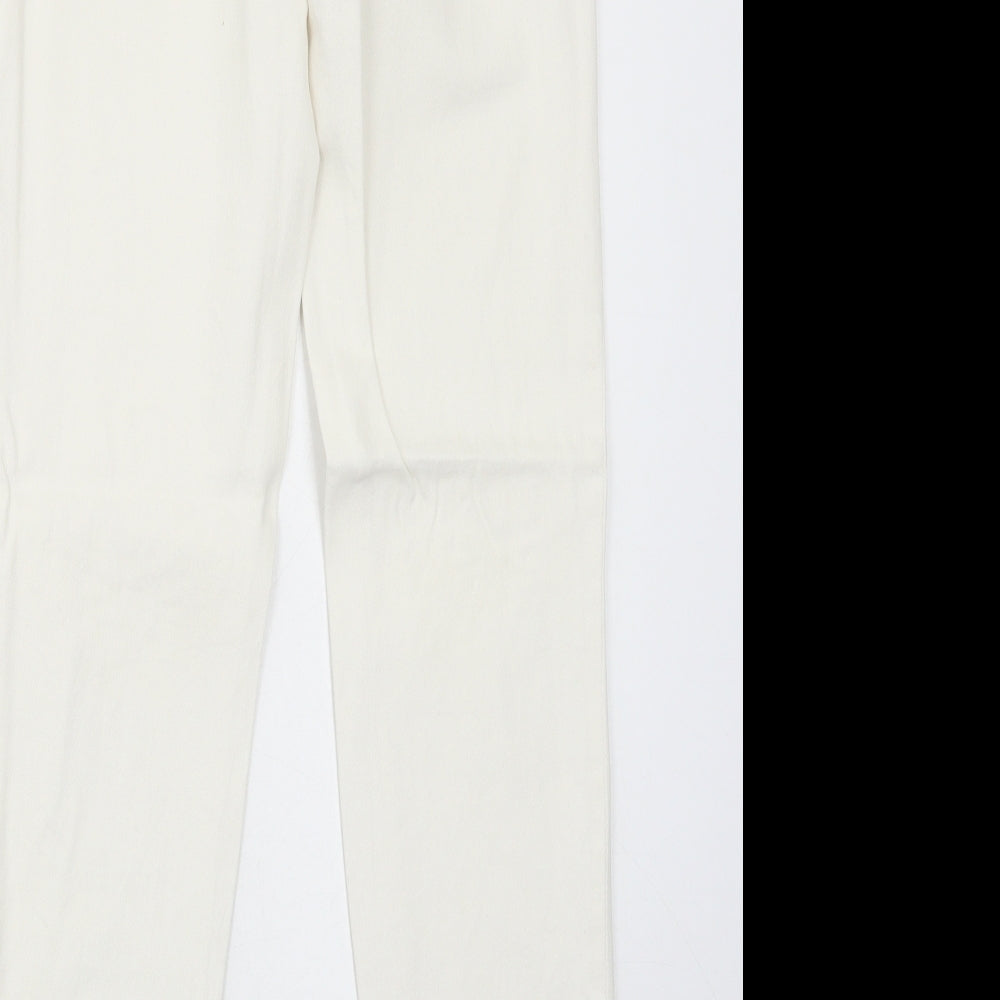 H&M Womens White Cotton Skinny Jeans Size 4 Regular Zip