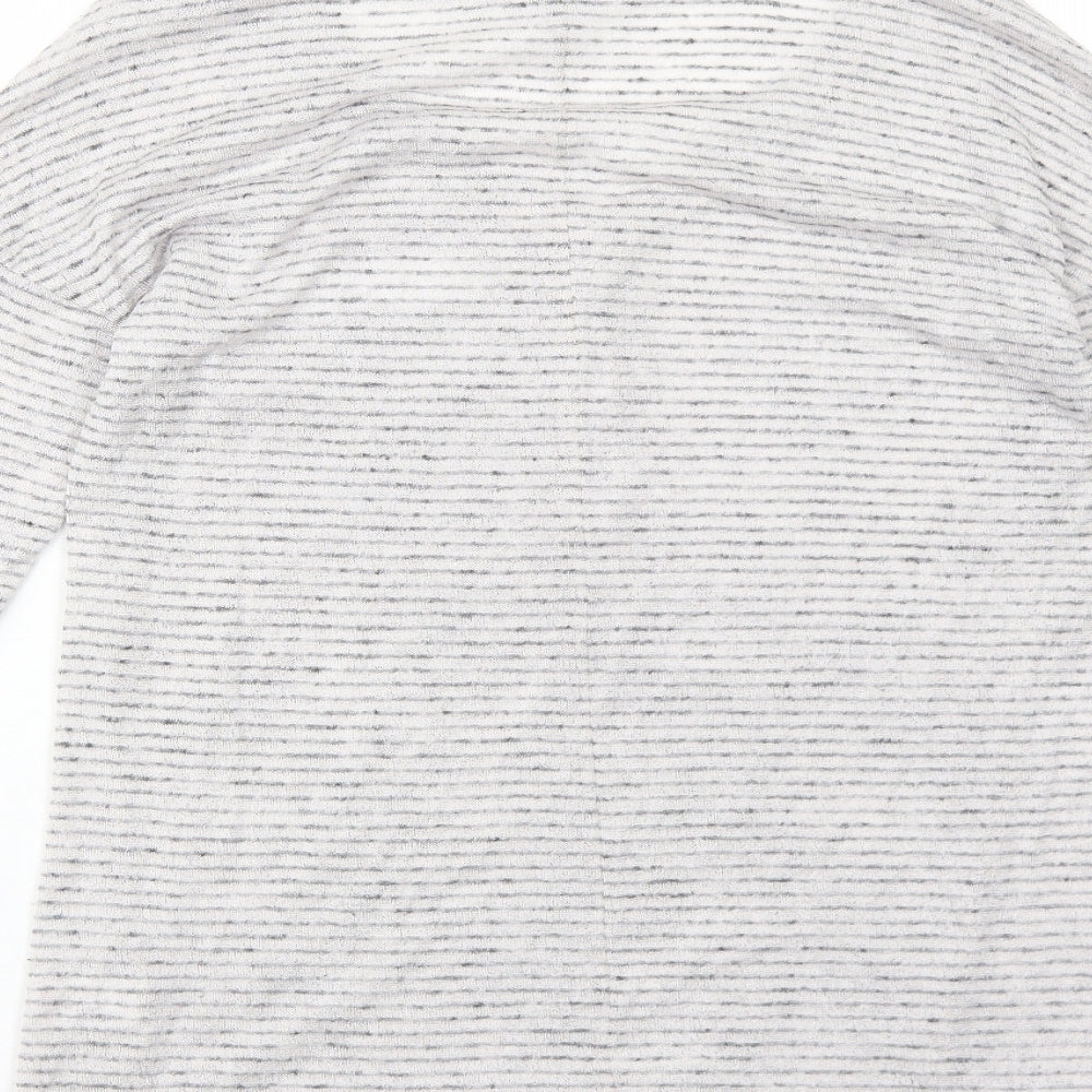NEXT Womens White Striped Polyester Basic T-Shirt Size 8 V-Neck