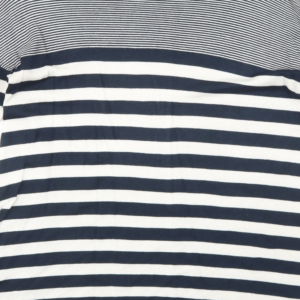 Atmosphere Womens Blue Striped Polyamide Basic T-Shirt Size 10 Round Neck