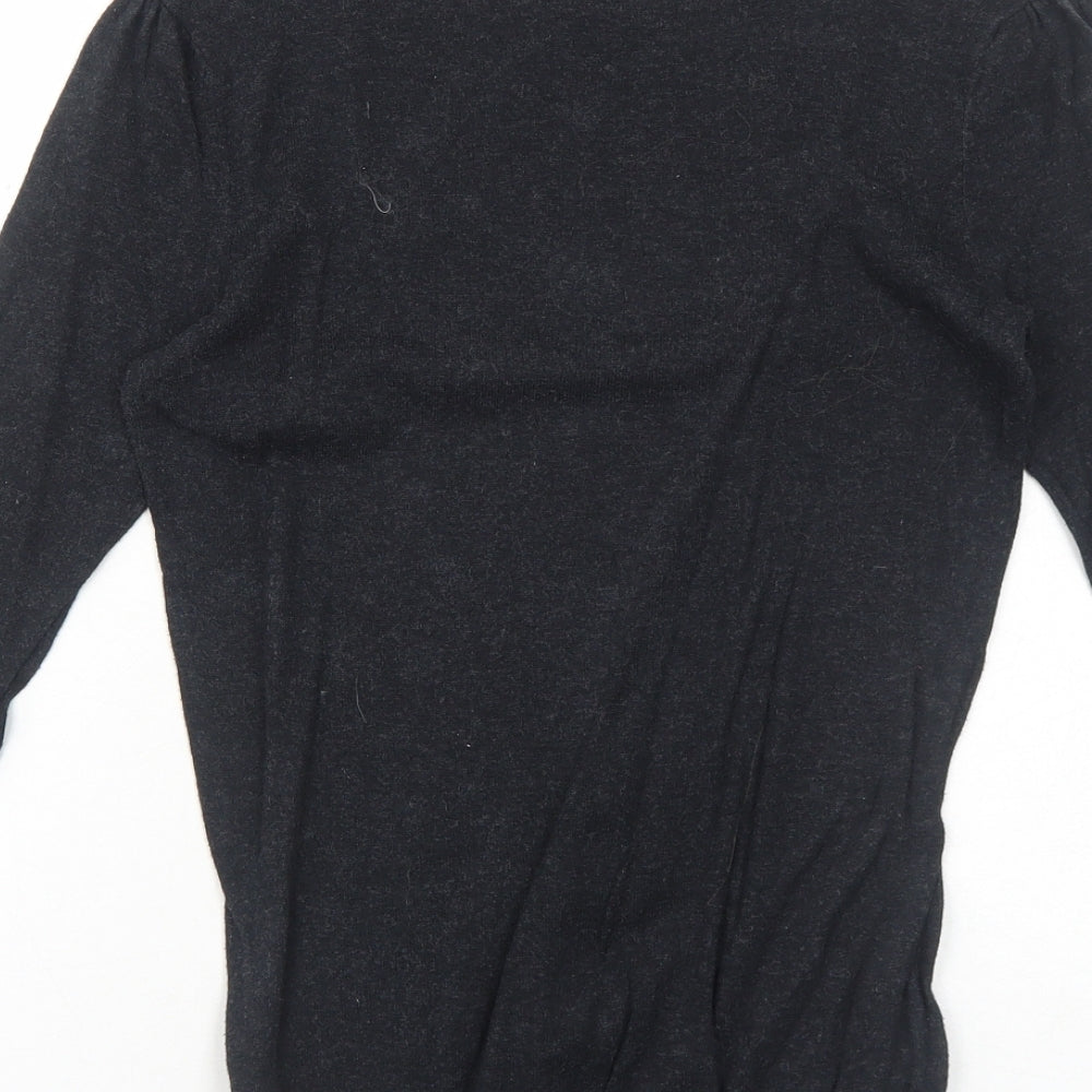 Topshop Womens Grey Round Neck Cotton Pullover Jumper Size 8 Pullover - Lace Front