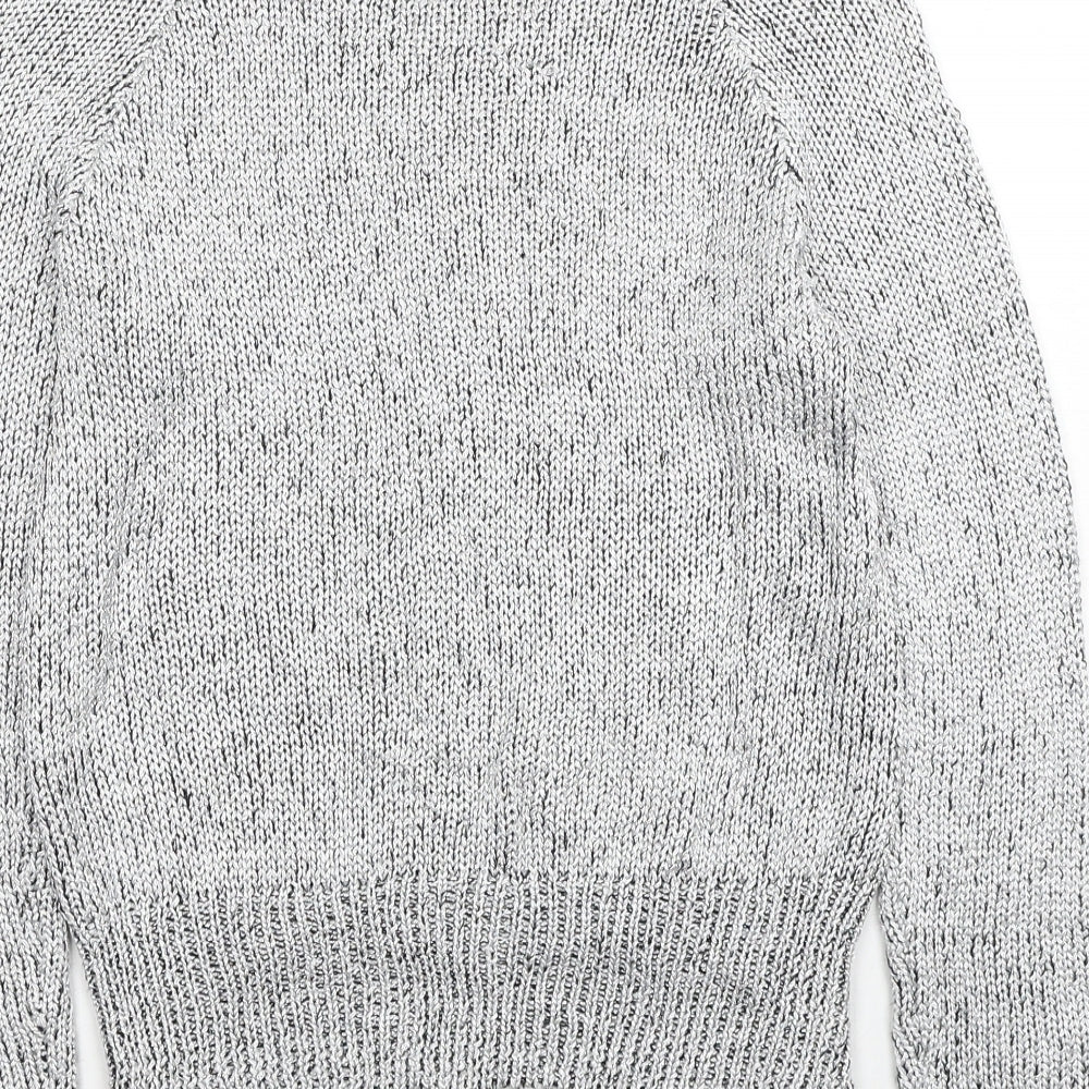 H&M Womens Silver Scoop Neck Polyester Pullover Jumper Size XS