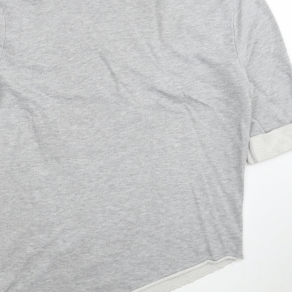 FLY53 Womens Grey Cotton Basic T-Shirt Size 12 Boat Neck - The Cobras, Asymmteric